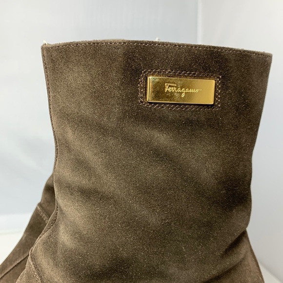 Women's Salvatore Ferragamo LAPO Suede Boots Sz 5.5 AA Brown Mustang Buc zipper - Picture 2 of 11